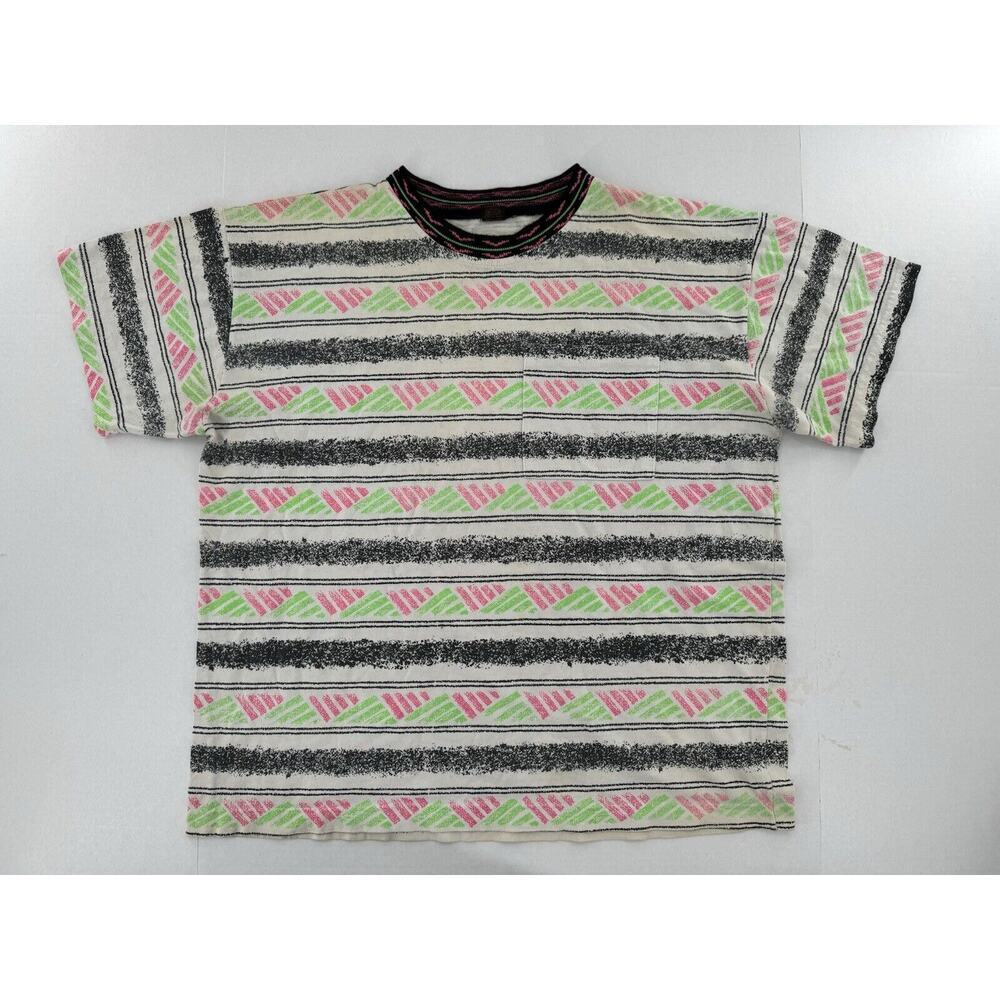 Vtg T Shirt Mens Size S/M Surf Hippie Boho Knit Skater Pacific Coastal Art 80’s - Picture 1 of 12